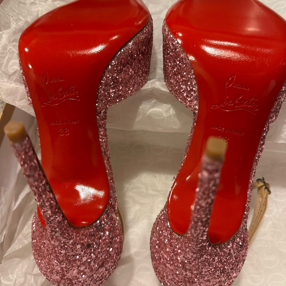 Christian Louboutin Tres Decollete 100 Pink Glitter Pumps Size 38